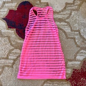 Bright Pink Striped See-through Tank Top Size S